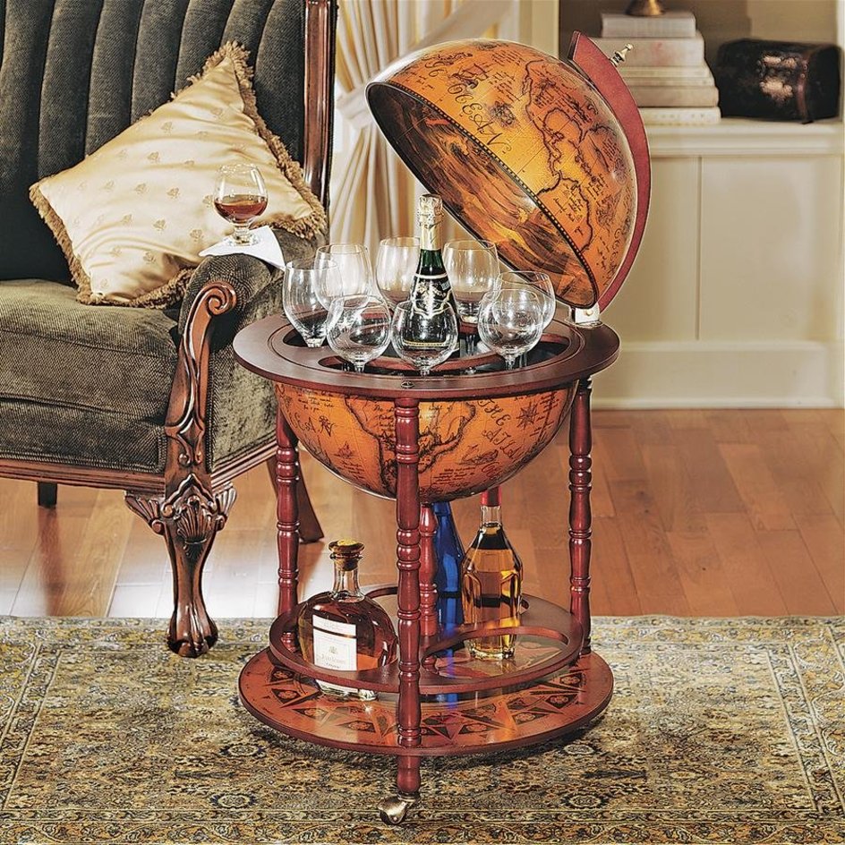 ALDO Cabinets & Storage > Wine & Liquor Cabinets 22"Wx22"Dx38.5"H / new / wood Italian Style Globe Bar Liquor Cabinet With Old World Charm