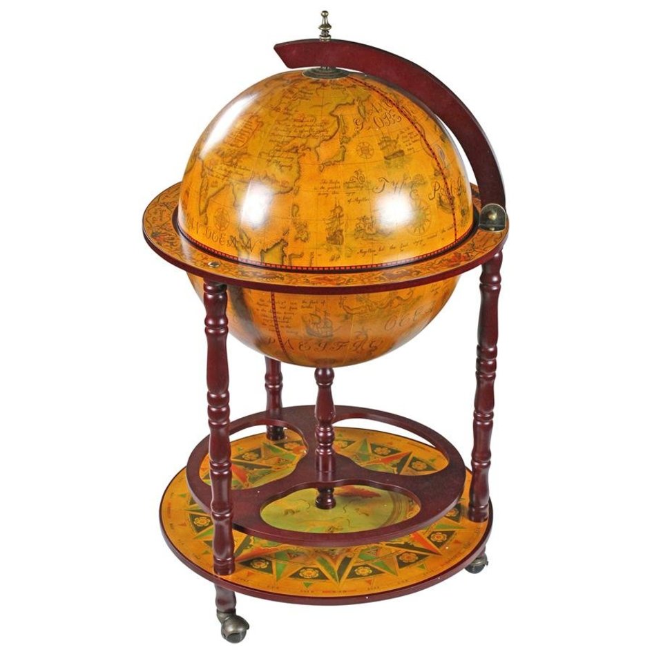 ALDO Cabinets & Storage > Wine & Liquor Cabinets 22"Wx22"Dx38.5"H / new / wood Italian Style Globe Bar Liquor Cabinet With Old World Charm