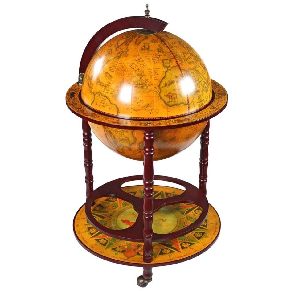 ALDO Cabinets & Storage > Wine & Liquor Cabinets 22"Wx22"Dx38.5"H / new / wood Italian Style Globe Bar Liquor Cabinet With Old World Charm