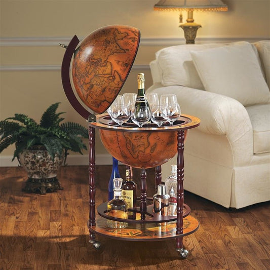 ALDO Cabinets & Storage > Wine & Liquor Cabinets 22"Wx22"Dx38.5"H / new / wood Italian Style Globe Bar Liquor Cabinet With Old World Charm