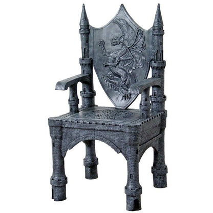 ALDO Chairs 24"Wx21.5"Dx48.5"H / NEW / resin Dragon of Upminster Castle Medieval Throne Armchair By artist Monte M. Moore