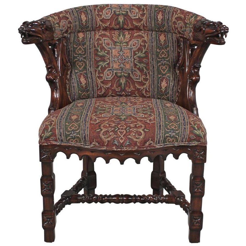 ALDO Chairs 25.5"Wx20.5"Dx33"H. / NEW / wood Gothic Style Solid Mahogany Kingsman Manor Dragon