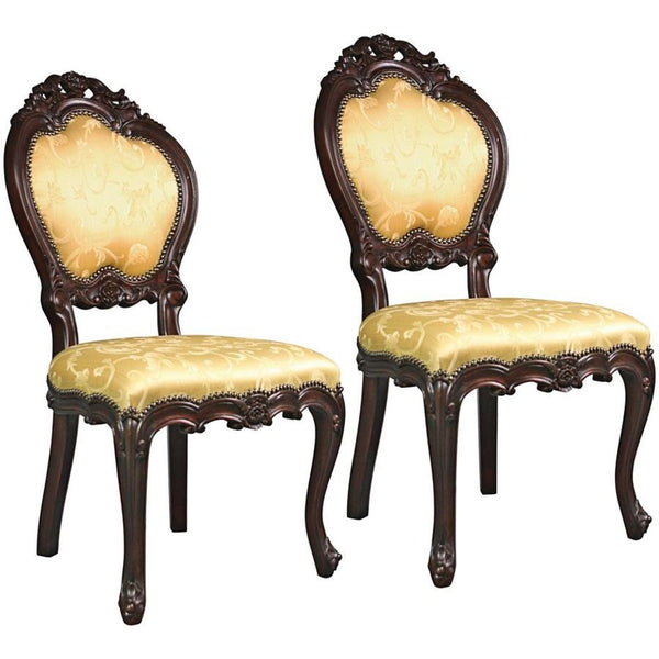 ALDO Chairs 26.5"Wx21"Dx41"H / NEW / wood Baroque Shield Back Hand Carved Solid Mahogany Accent Dining Accent Chairs Set of Two