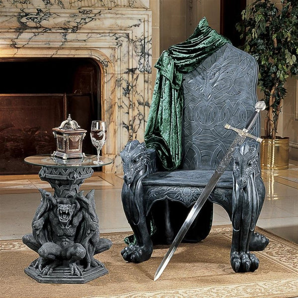 ALDO Chairs 31.5"Wx26"Dx50.5"H / NEW / resin Medieval Celtic Dragon Castle Throne Armchair By artist Gary Chang