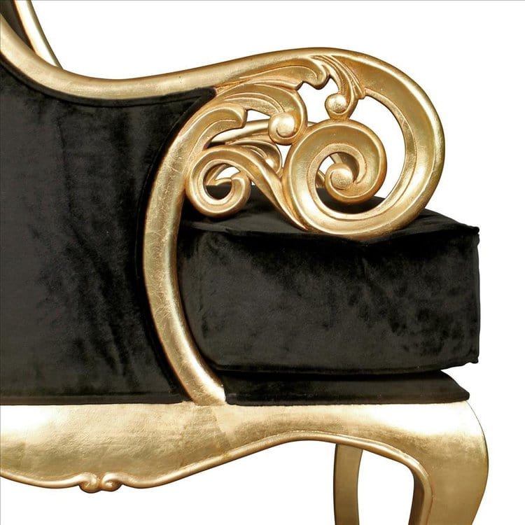 ALDO Chairs 33.5″Wx34.5″Dx68″H. / NEW / wood Venetian Doge’s  Palace Wingback Great Golden Throne Black Chair With Real Gold Leaf