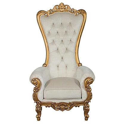 ALDO Chairs 33″Wx39″Dx69″H / NEW / wood Princess Great Royal Baroque Golden White Throne Armchair With Real Gold Leaf