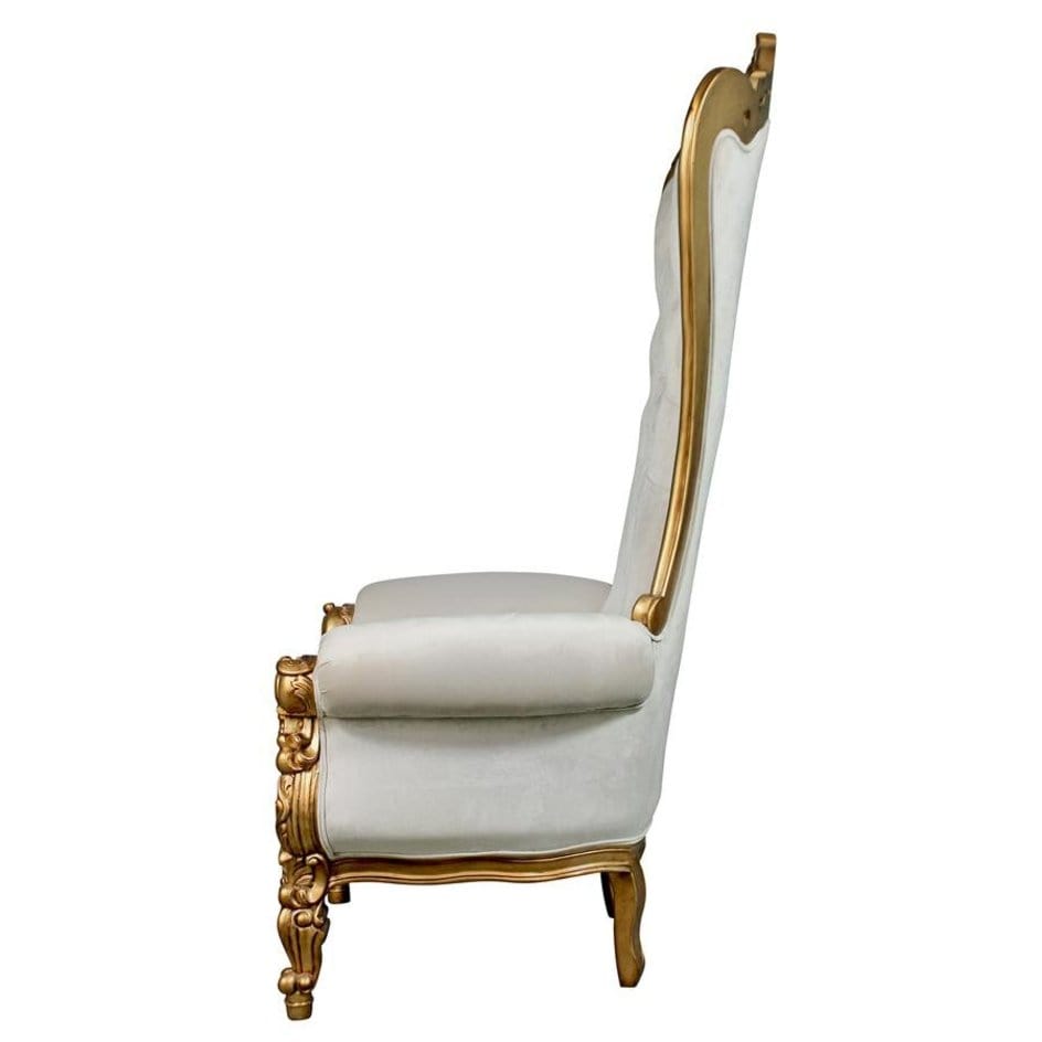 ALDO Chairs 33″Wx39″Dx69″H / NEW / wood Princess Great Royal Baroque Golden White Throne Armchair With Real Gold Leaf
