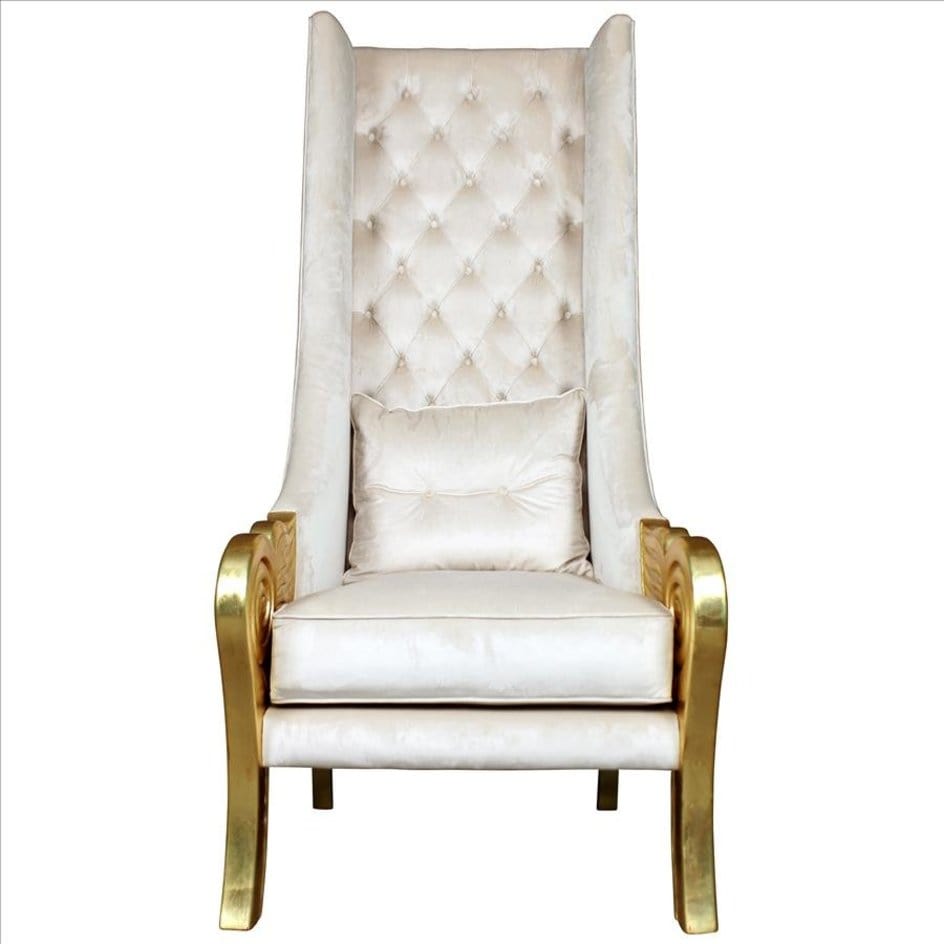 ALDO Chairs 33″Wx39″Dx69″H / NEW / wood Venetian Doge’s Palace Wingback Great Golden Throne White Throne Chair With Real Gold Leaf
