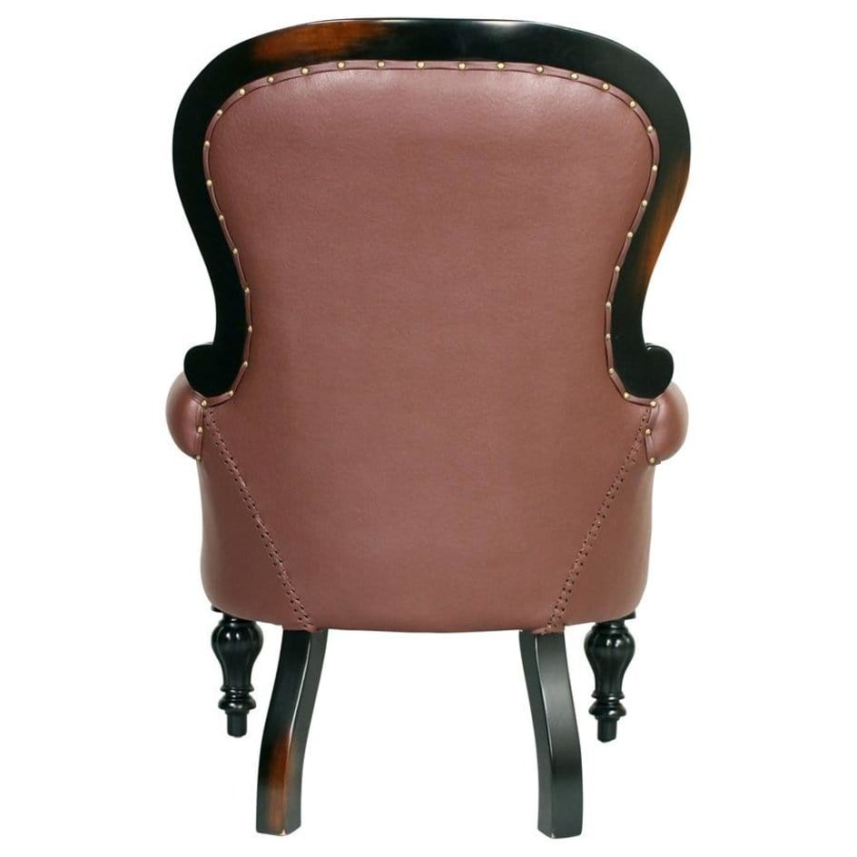 ALDO Chairs > Arm Chairs Victorian Style Rococo Mahogany Faux Leather Wing Chair