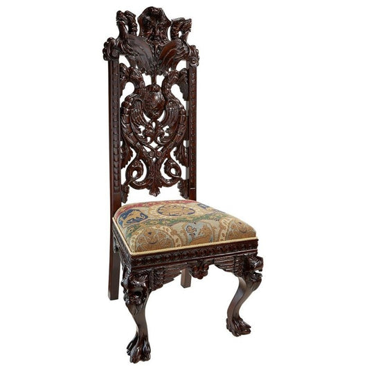 ALDO Chairs Each: 22.5"Wx20.5"Dx49.5"H / NEW / wood English Manor Medieval Solid Mahogany Dining Chairs