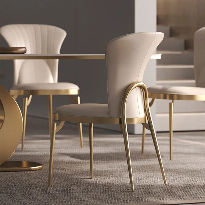 ALDO Chairs Premium Laxury Italian Modern Gold Metal Dining Chairs with Faux Leather By Sillas De Comedor