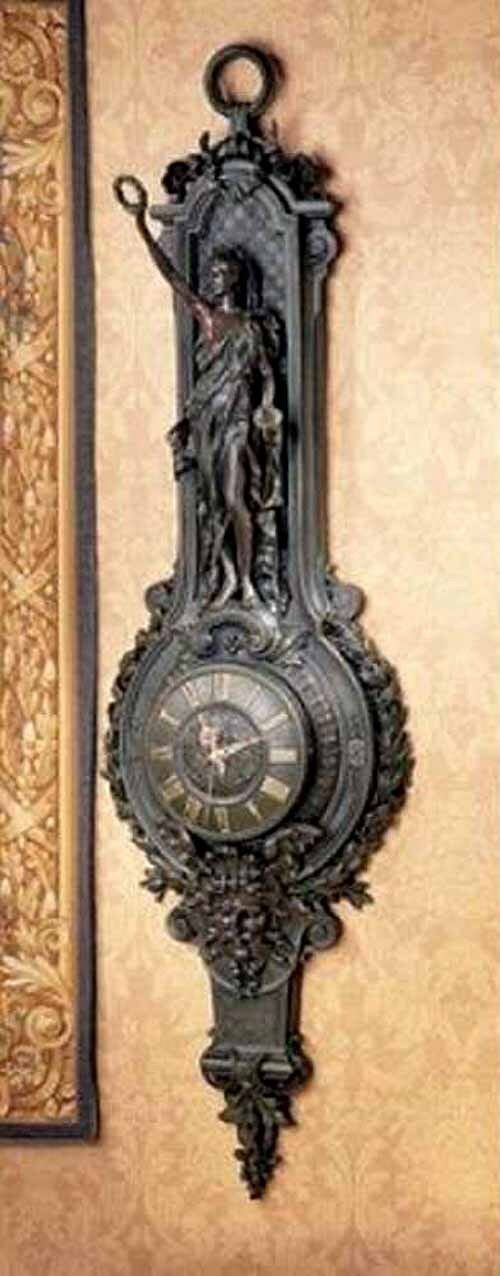 ALDO Clocks 14"Wx5"Dx51"H. 29 lbs. / NEW / resin French Style La Liberte Grande Palace Sculptural Wall Clock