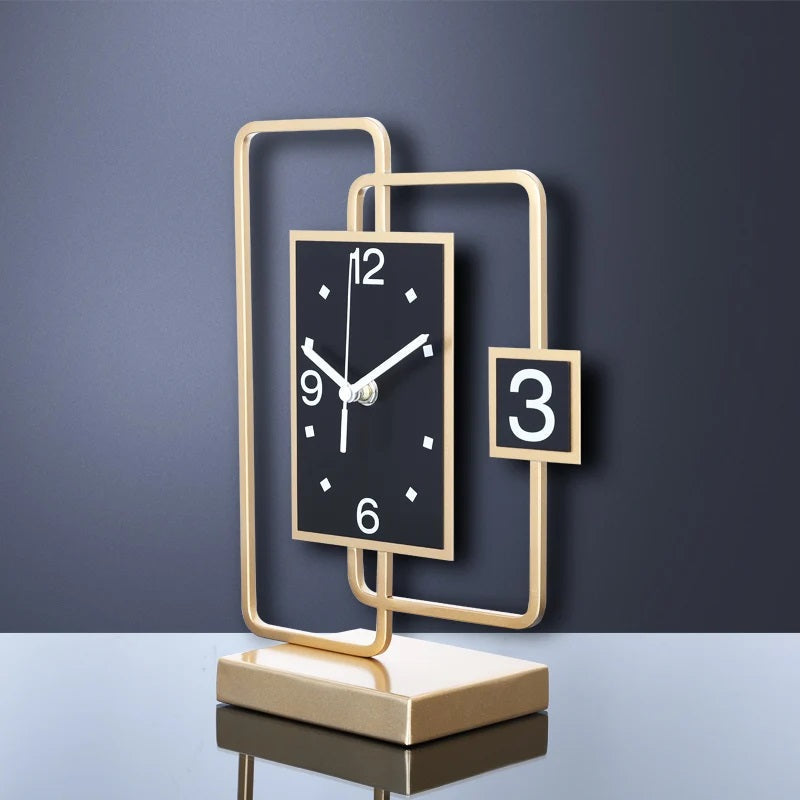 ALDO Clocks New / Gold / Metal Modern 3 D Relogio De Mesa Metal Quiet Desktop Quartz Clock