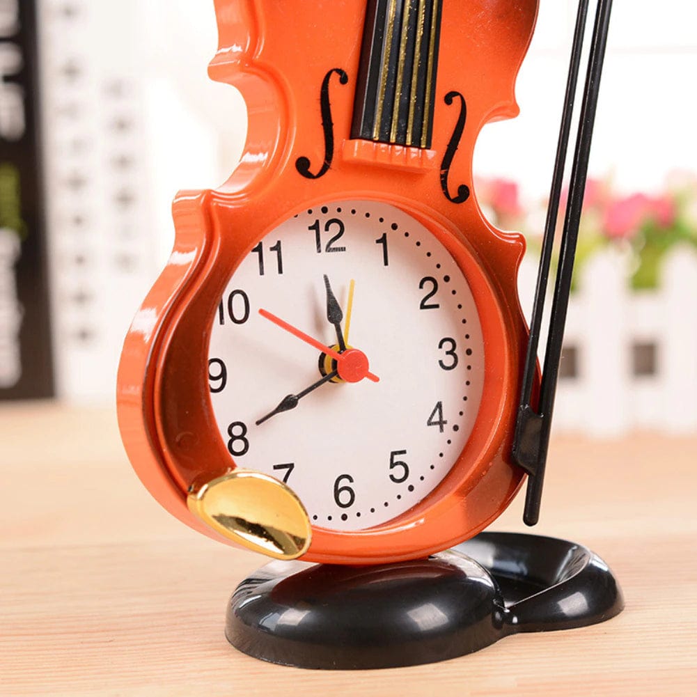 ALDO Clocks Unique Violin Quartz Desktop Alarm Clock