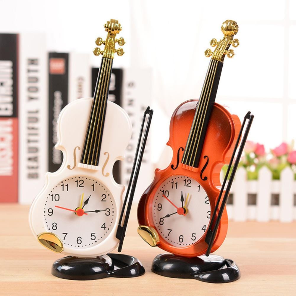 ALDO Clocks Unique Violin Quartz Desktop Alarm Clock