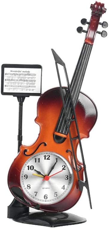 ALDO Clocks Unique Violin with Note Holder Quartz Desktop Alarm Clock