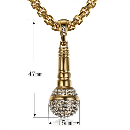 ALDO Clothing Accessories > Sunglasses 24 Karat  Gold-Plated Microphone Handcrafted  Pendant Necklace with Rainstones For Good Luck Man and Woman