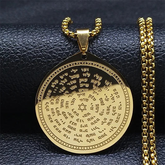 ALDO Clothing Accessories > Sunglasses Gold Kabbalah Seal Pendant Necklass 72 names of God For all Around Protection in Your Life