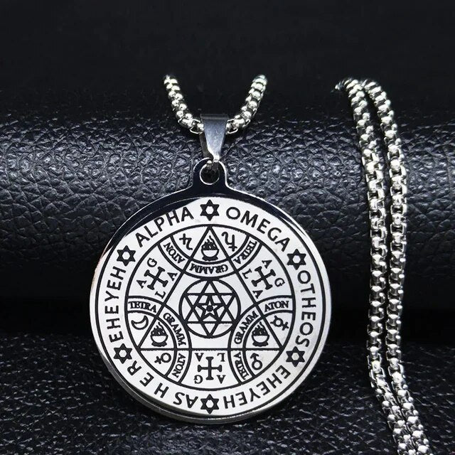 ALDO Clothing Accessories > Sunglasses Kabbalah Seal Pendant Necklass  Hexagram Wheel of Fortune and Protection