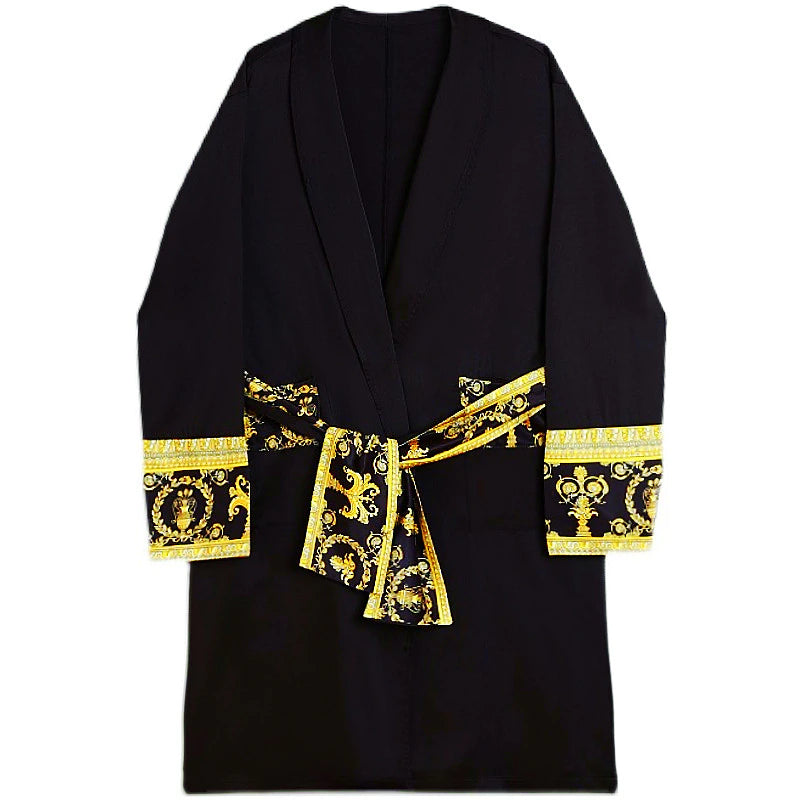 ALDO Clothing > Sleepwear & Loungewear > Robes Black / Satin / extra large Luxury Satin Robe With Gold Embroidery