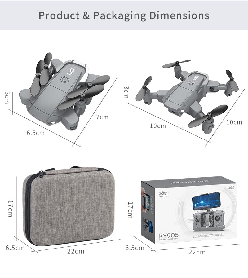 ALDO Creative Arts Collectibles Scale Model 10*10*3cm (extended) 7.5*6*3cm (folded) / NEW / ABC Quadcopter Professional Drone KY905 4K HD Camera, GPS WIFI FPV Vision Foldable RC  Aircraft