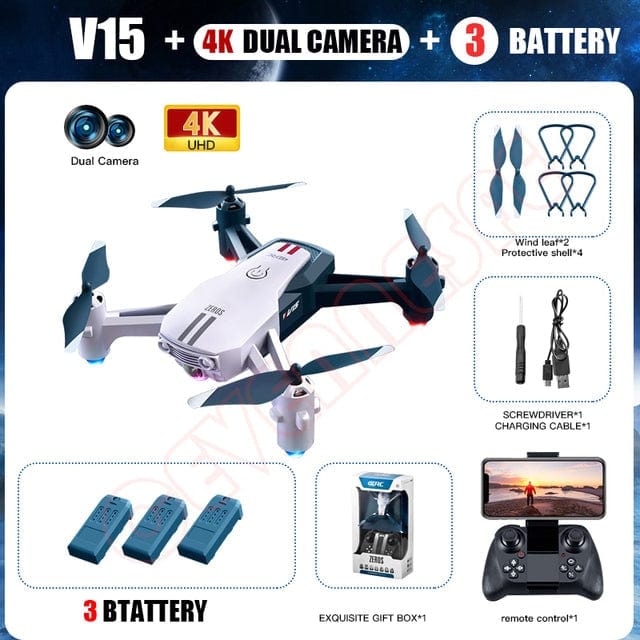 ALDO Creative Arts Collectibles Scale Model 14.5*12.5*4 cm / NEW / ABC V15 4k Professional Drone With 1080P HD Dual Camera RC 200 Meters Quadcopter Aircraft
