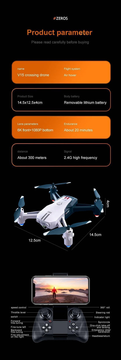 ALDO Creative Arts Collectibles Scale Model 14.5*12.5*4 cm / NEW / ABC V15 4k Professional Drone With 1080P HD Dual Camera RC 200 Meters Quadcopter Aircraft