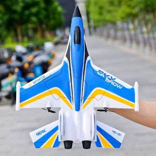 ALDO Creative Arts Collectibles Scale Model 15.5"  x  12.5."  x  5.5" inches / NEW / EPP Foam Radio Controlled Airplane  V17 Gravity Sensing Aerobatic Fighter with LED Blue Model Aircraft