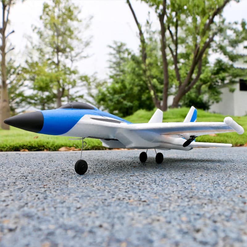 ALDO Creative Arts Collectibles Scale Model 15.5"  x  12.5."  x  5.5" inches / NEW / EPP Foam Radio Controlled Airplane  V17 Gravity Sensing Aerobatic Fighter with LED Blue Model Aircraft