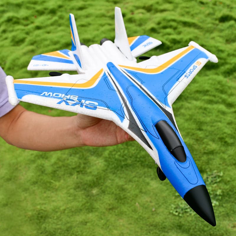 ALDO Creative Arts Collectibles Scale Model 15.5"  x  12.5."  x  5.5" inches / NEW / EPP Foam Radio Controlled Airplane  V17 Gravity Sensing Aerobatic Fighter with LED Blue Model Aircraft