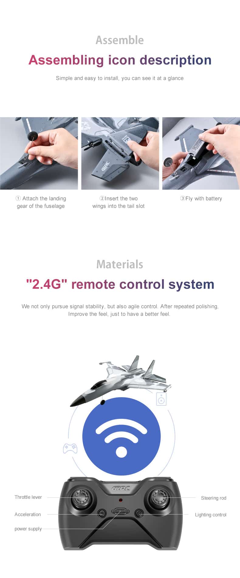 ALDO Creative Arts Collectibles Scale Model 15.5"  x  12.5."  x  5.5" inches / NEW / EPP Foam Radio Controlled Airplane  V17 Gravity Sensing Aerobatic Fighter with LED Blue Model Aircraft