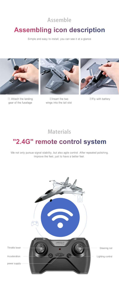 ALDO Creative Arts Collectibles Scale Model 15.5"  x  12.5."  x  5.5" inches / NEW / EPP Foam Radio Controlled Airplane  V17 Gravity Sensing Aerobatic Fighter with LED Blue Model Aircraft