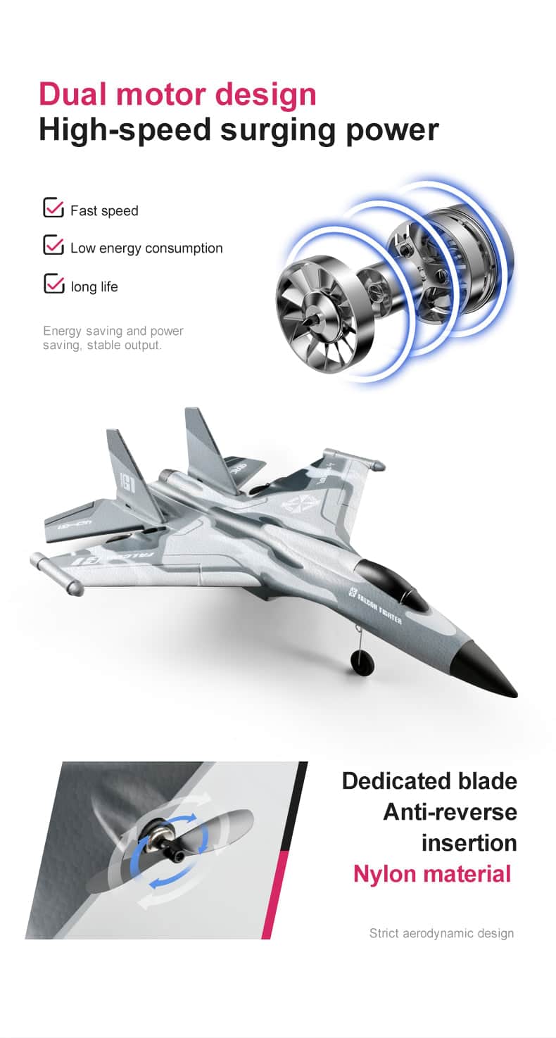 ALDO Creative Arts Collectibles Scale Model 15.5"  x  12.5."  x  5.5" inches / NEW / Foam Radio Controlled Airplane  F-16 Type 2.4GHz 2CH Foam EPP Material with LED Gray Model Aircraft