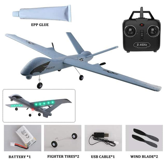 ALDO Creative Arts Collectibles Scale Model 15.75"  x  25.9"  x  5.11" inches / NEW / Foam Radio Controlled Drone Glader Z-51 Predator Fighter Reachable Foam Model with LED Aircraft
