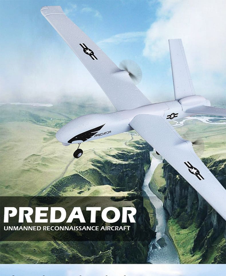ALDO Creative Arts Collectibles Scale Model 15.75"  x  25.9"  x  5.11" inches / NEW / Foam Radio Controlled Drone Glader Z-51 Predator Fighter Reachable Foam Model with LED Aircraft