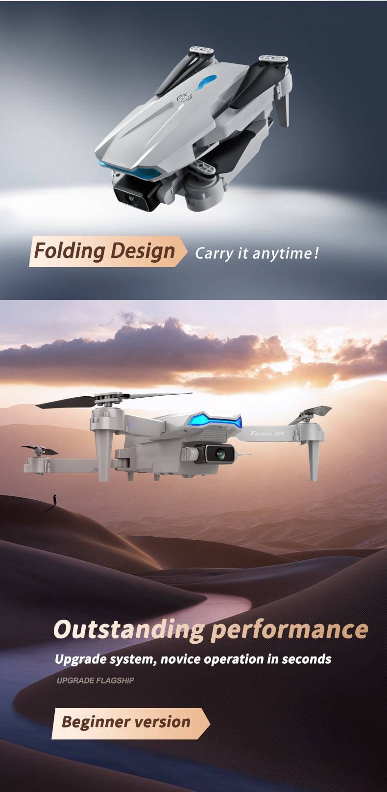 ALDO Creative Arts Collectibles Scale Model 25*20*5cm the arm is not folded/13*8*5cm (double arms folded / NEW / ABC Pro Drone Gray FPV Wi-Fi S89 With 4k1B Professional HD Dual Camera Aircraft Foldable Quadcopter Aircraft