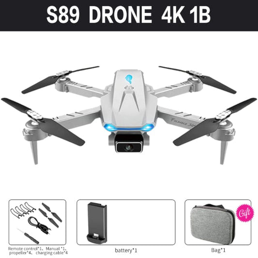 ALDO Creative Arts Collectibles Scale Model 25*20*5cm the arm is not folded/13*8*5cm (double arms folded / NEW / ABC Pro Drone Gray FPV Wi-Fi S89 With 4k1B Professional HD Dual Camera Aircraft Foldable Quadcopter Aircraft
