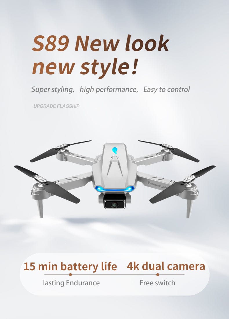 ALDO Creative Arts Collectibles Scale Model 25*20*5cm the arm is not folded/13*8*5cm (double arms folded / NEW / ABC Pro Drone Gray FPV Wi-Fi S89 With 4k1B Professional HD Dual Camera Aircraft Foldable Quadcopter Aircraft