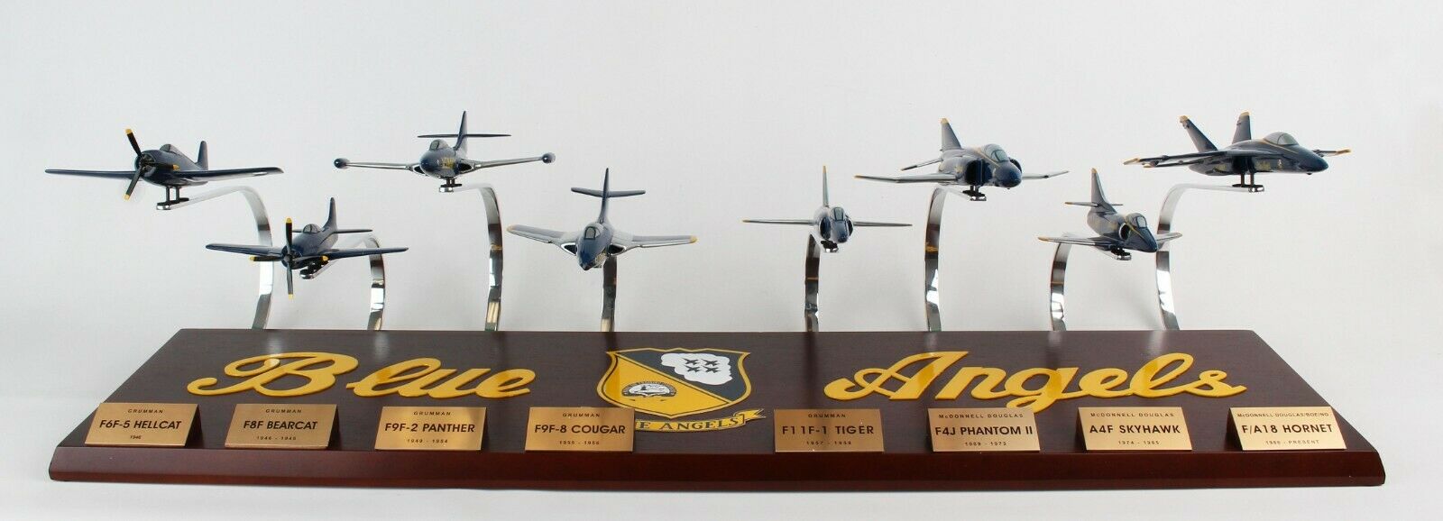 ALDO Creative Arts Collectibles Scale Model 36.00" x 13.00" x 13.00" / NEW / wood Airplane USAF  Blue Angels Flight Demonstration Squadron Wood Model 8 Planes Set Collection