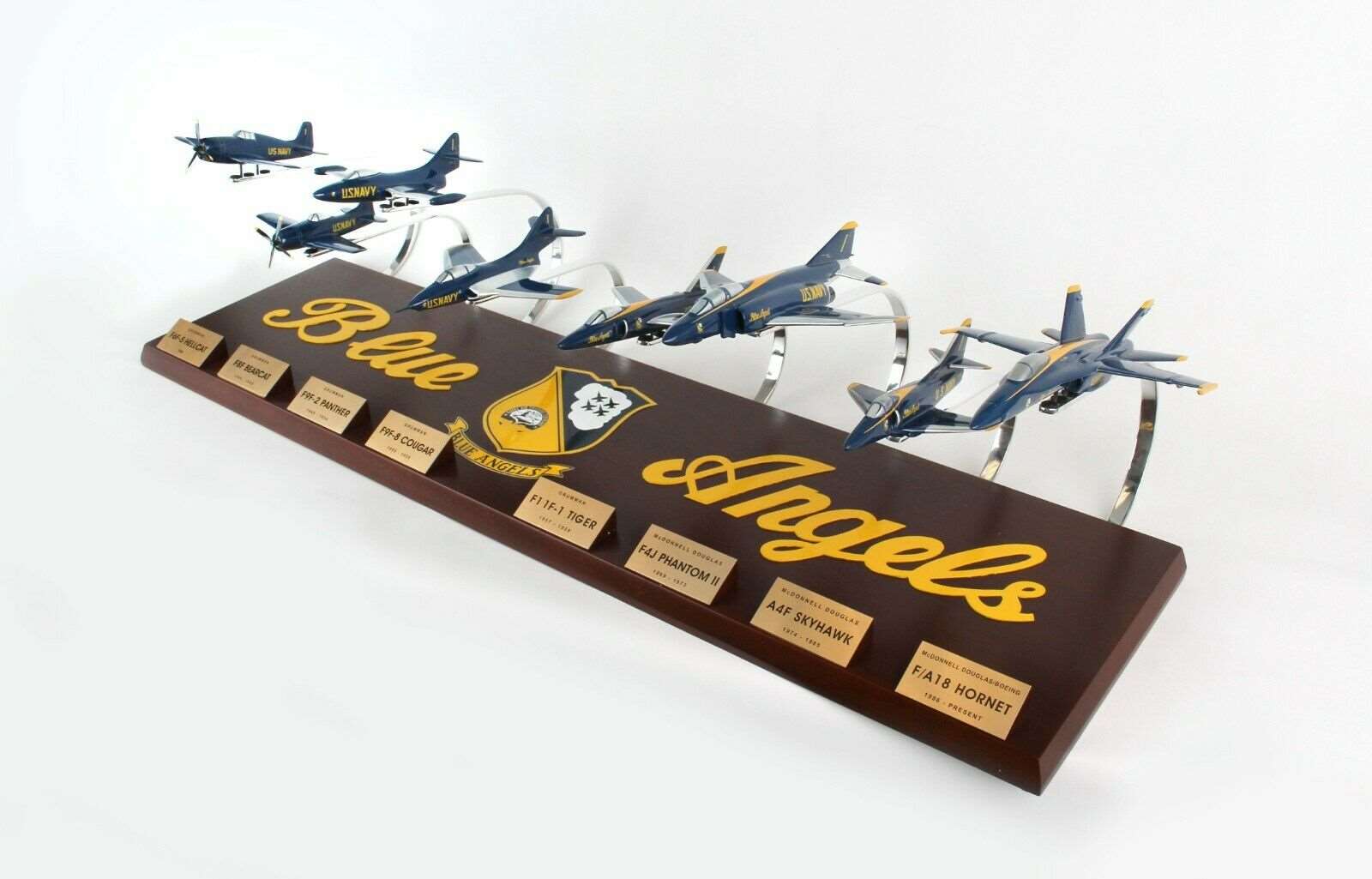 ALDO Creative Arts Collectibles Scale Model 36.00" x 13.00" x 13.00" / NEW / wood Airplane USAF  Blue Angels Flight Demonstration Squadron Wood Model 8 Planes Set Collection