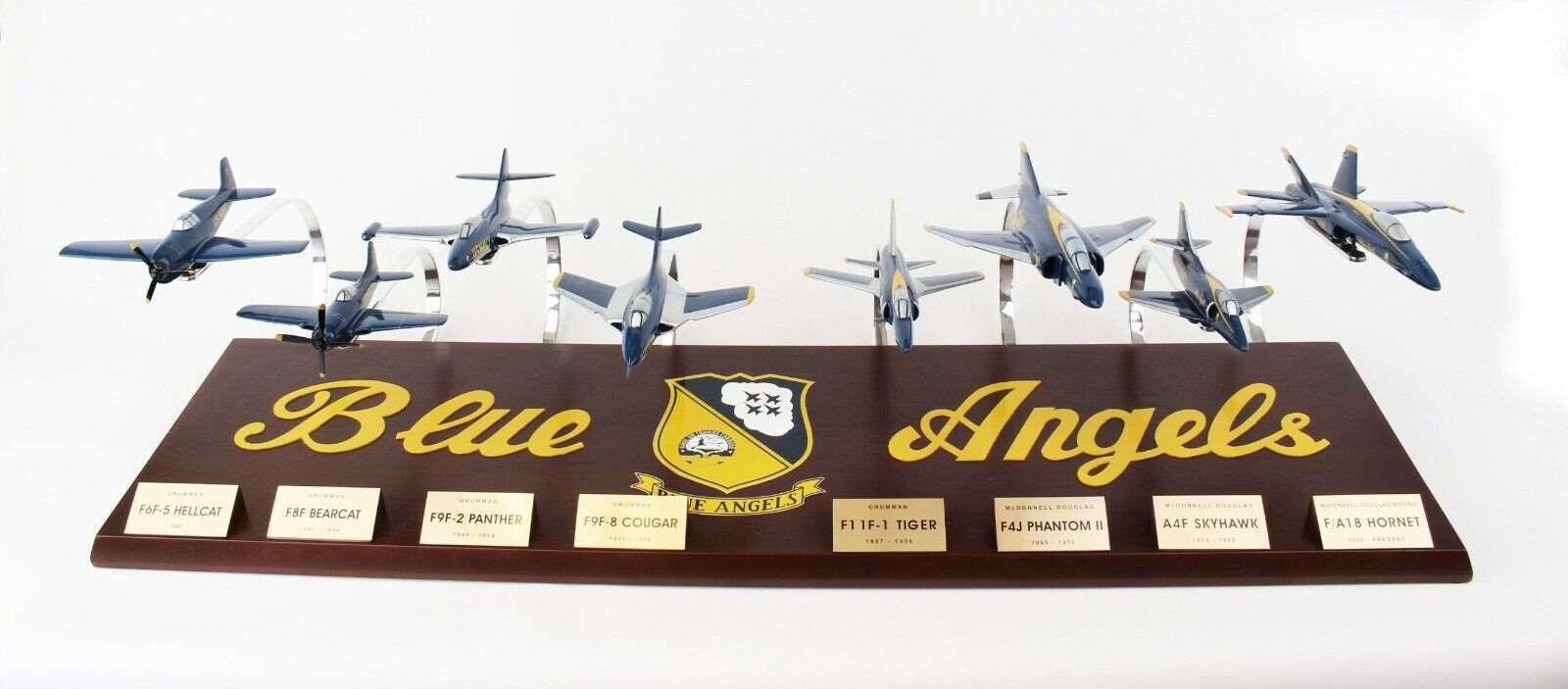 ALDO Creative Arts Collectibles Scale Model 36.00" x 13.00" x 13.00" / NEW / wood Airplane USAF  Blue Angels Flight Demonstration Squadron Wood Model 8 Planes Set Collection