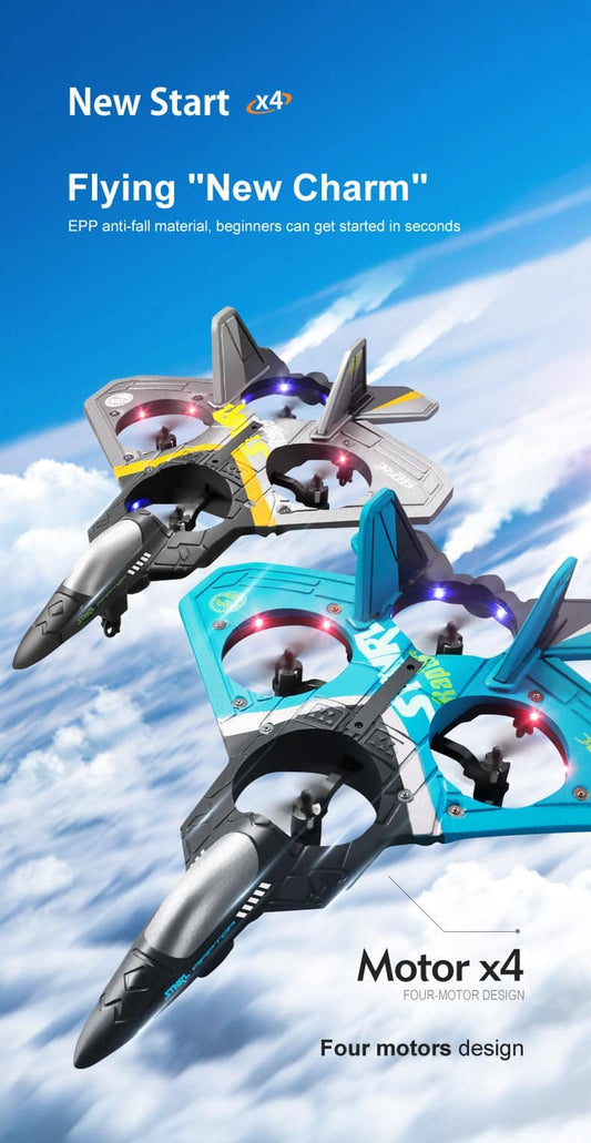 ALDO Creative Arts Collectibles Scale Model 6.5" x 3.3" x 3" inches / NEW / Metal and Plastic Radio Controlled Airplane  V17 Gravity Sensing Aerobatic Fighter with LED Blue Model Aircraft