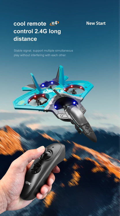 ALDO Creative Arts Collectibles Scale Model 6.5" x 3.3" x 3" inches / NEW / Metal and Plastic Radio Controlled Airplane  V17 Gravity Sensing Aerobatic Fighter with LED Blue Model Aircraft