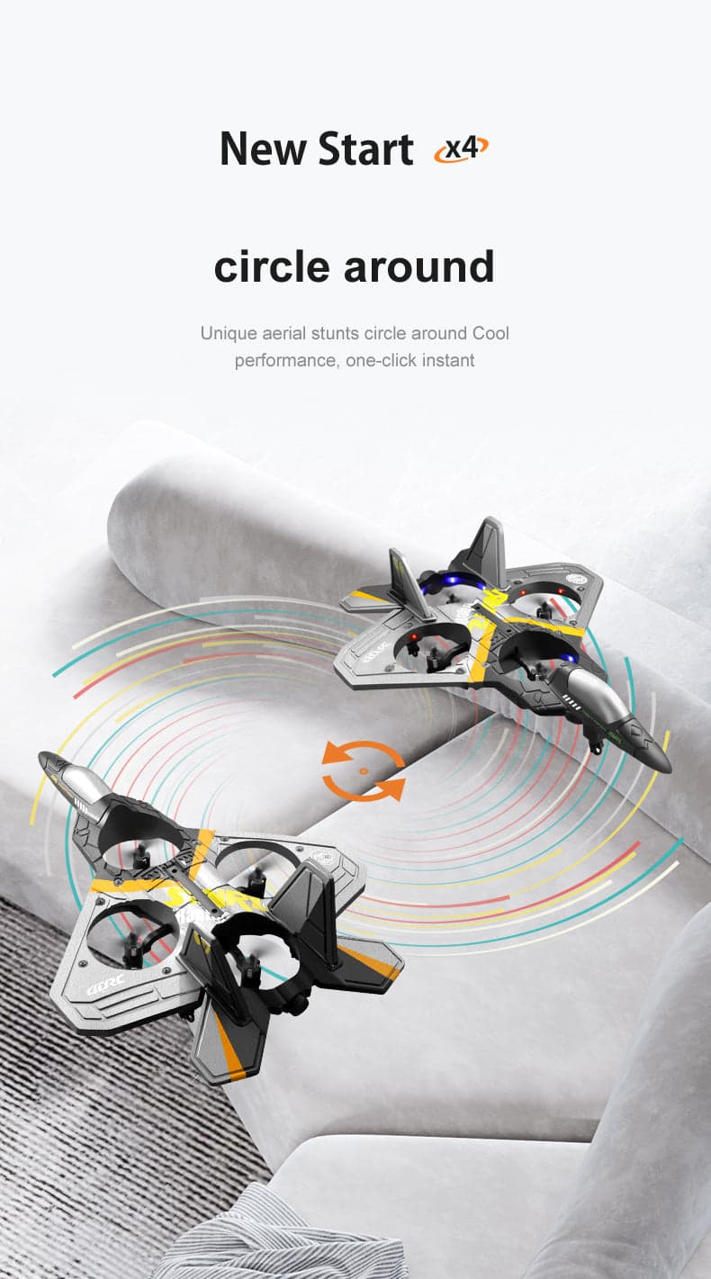 ALDO Creative Arts Collectibles Scale Model 6.5" x 3.3" x 3" inches / NEW / Metal and Plastic Radio Controlled Airplane  V17 Gravity Sensing Aerobatic Fighter with LED Gray Model Aircraft