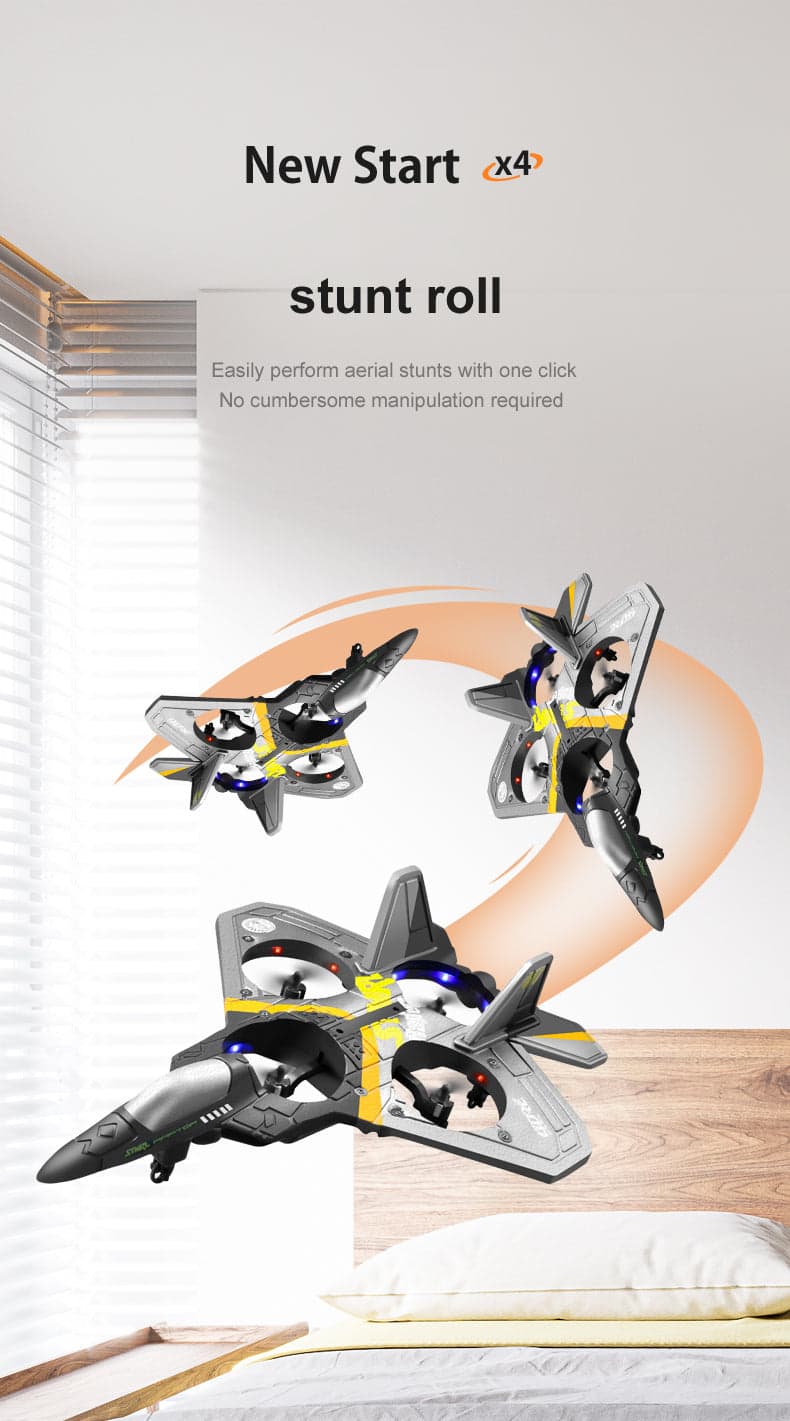 ALDO Creative Arts Collectibles Scale Model 6.5" x 3.3" x 3" inches / NEW / Metal and Plastic Radio Controlled Airplane  V17 Gravity Sensing Aerobatic Fighter with LED Gray Model Aircraft