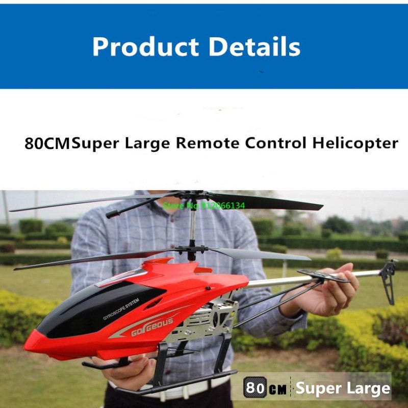 ALDO Creative Arts Collectibles Scale Model 80 cm or 31.5"  Inches Long / NEW / Allow Metal Super Large Alloy Electric Remote Control Helicopter Red Alloy Model 3.5CH GoGeose Anti-Fall Body LED Light RC Aircraft
