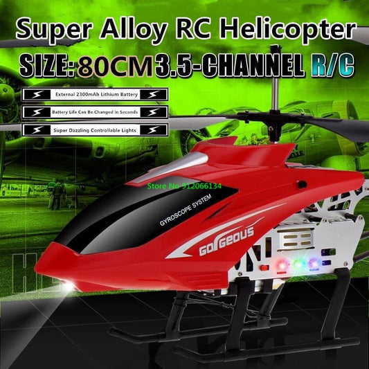 ALDO Creative Arts Collectibles Scale Model 80 cm or 31.5"  Inches Long / NEW / Allow Metal Super Large Alloy Electric Remote Control Helicopter Red Alloy Model 3.5CH GoGeose Anti-Fall Body LED Light RC Aircraft