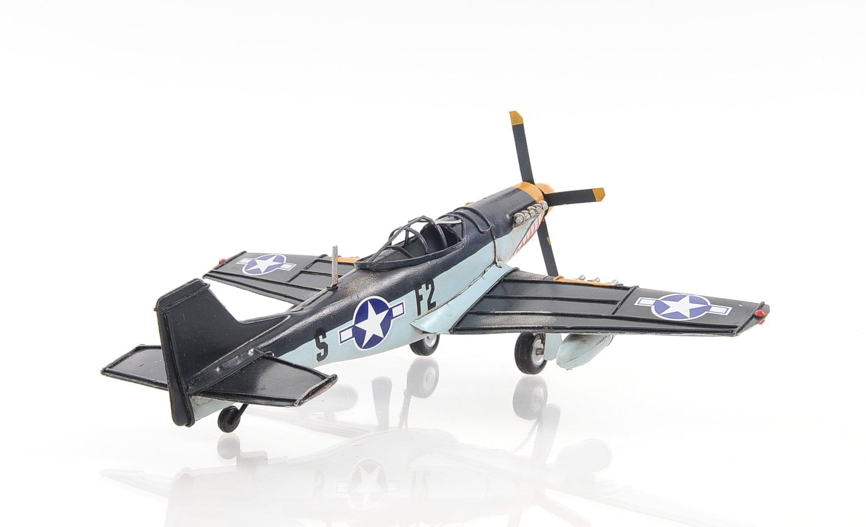 ALDO Creative Arts Collectibles Scale Model Airplane  U.S. Air Force P-51 Mustang WWII Fighter Deck Top Metal Model