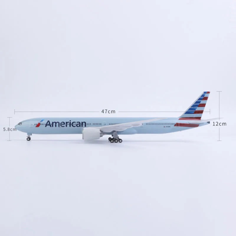ALDO Creative Arts Collectibles Scale Model American  Airlines Boeing 777 B777  Model Aircraft With Landing Gears and LED Lights