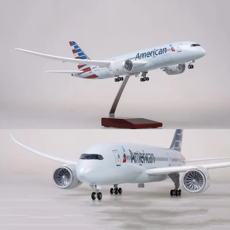 ALDO Creative Arts Collectibles Scale Model American  Airlines Boeing  787 B787 Dreamliner Model Aircraft With Landing Gears and LED Lights